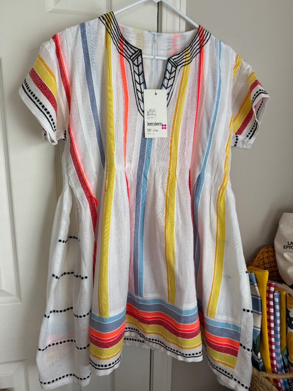 NWT LEMLEM, HANDMADE MOKATI SMOCK DRESS IN LEMON ZEST
